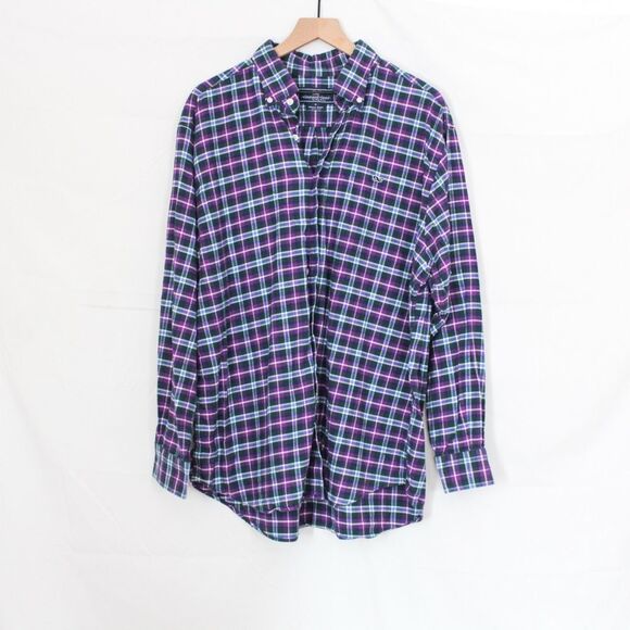 Vineyard Vines Men’s Whale Shirt Long Sleeve Buttonup- XL, Purple Plaid - Picture 1 of 6
